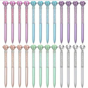 1pc Crystal Top Ballpoint Pen - Assorted Colors